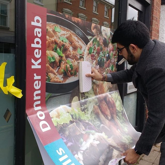 Contra vision digitally printed, applied to this window today.

To place your order whatsapp me: Mak of Big Print Birmingham on 07702153393

Or use this whatsapp link from your mobile:

https://wa.me/447702153393