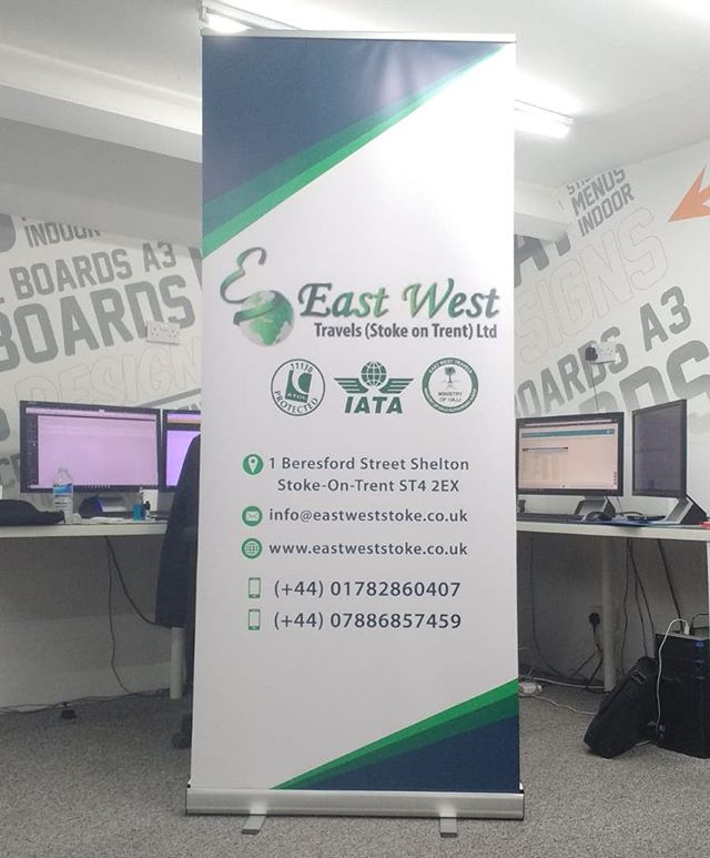 Roller banner for east and west travel agents.

To place your order whatsapp me: Mak of Big Print Birmingham on 07702153393

Or use this whatsapp link from your mobile:

https://wa.me/447702153393