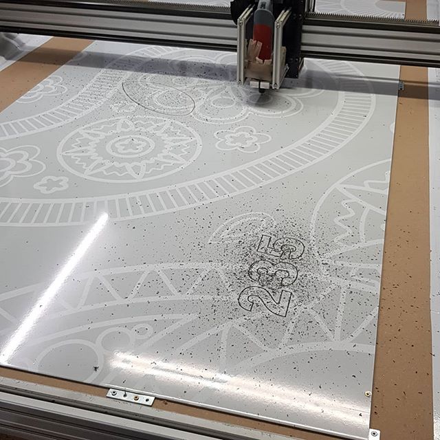 New signboard being cut. We have added a digital print pattern to the board.

To place your order whatsapp me: Mak of Big Print Birmingham on 07702153393