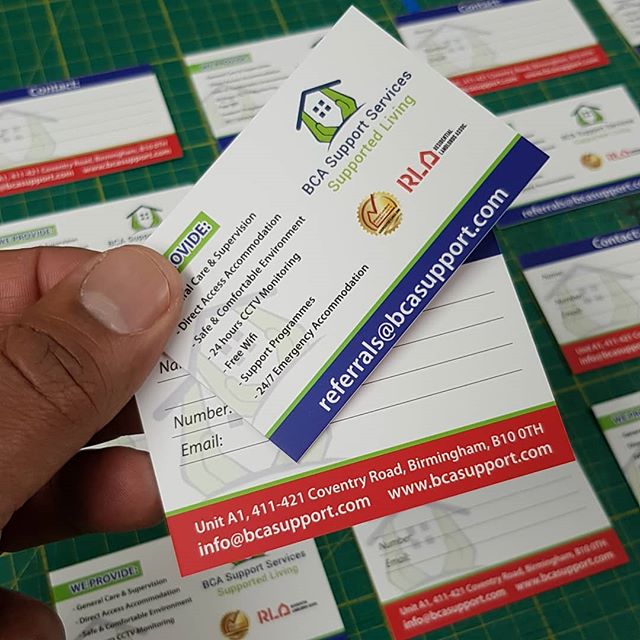 Quality cards printed for BCA support services

To place your order whatsapp me: Mak of Big Print Birmingham on 07702153393
