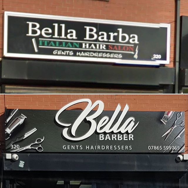 Before and after. Signboard for @bellabarba_320ladypool

Do you need a signboard?

To place your order whatsapp me: Mak of Big Print Birmingham on 07702153393