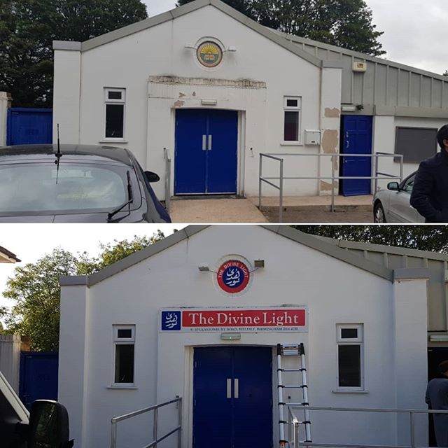 Before and after signboards for a mosque.

To place your order whatsapp me: Mak of Big Print Birmingham on 07702153393