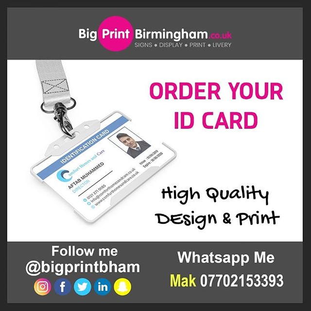 Need ID Cards?

To place an order If at all possible PLEASE whatsapp me on 07702153393