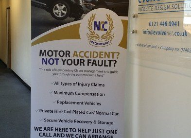 Pop up Banner for a Claims company based in Birmingham