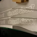 Frosted glass vinyl with wording cut out of it