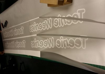 Frosted glass vinyl with wording cut out of it