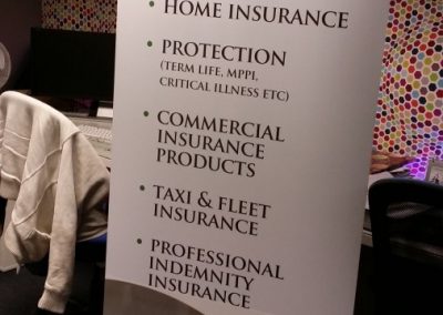 The roller banner with the telephone replacement vinyl