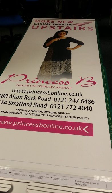 Pop up banner for a retail shop in Birmingham
