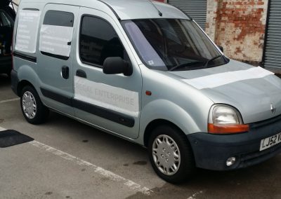 Van with signs applied, just need to remove the h backing tape