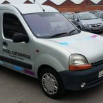 The complete van with signs applied