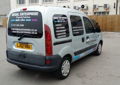 The complete van with signs applied