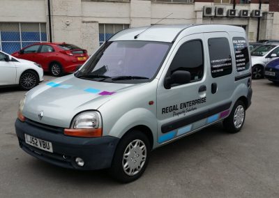 The complete van with signs applied