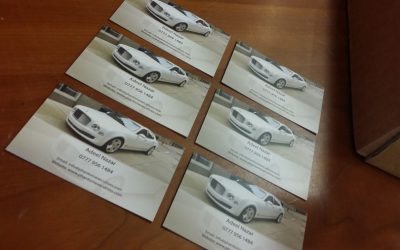 Business cards for a car hire company based in Birmingham