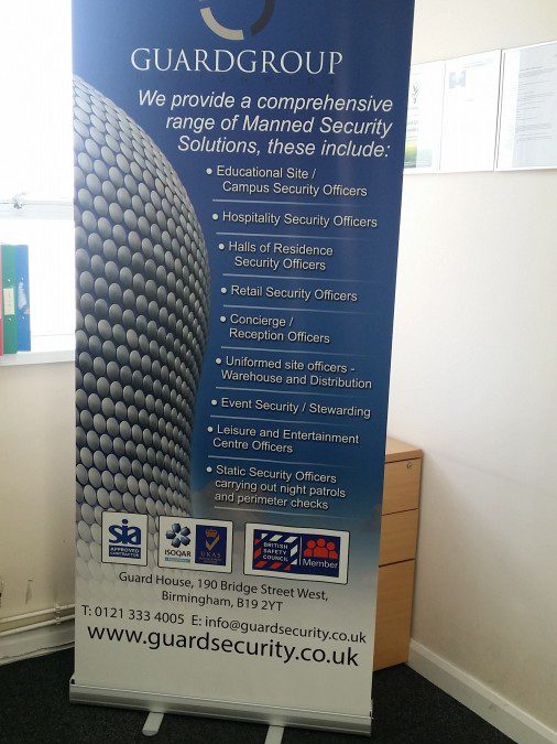 Exhibition banner for a security firm based in Birmingham