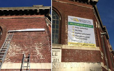 We put this 9×11 feet tall banner up in Small Heath Birmingham. #bigprintbirmingham #printingbirmingham #signmaker #signs #birmingham #wi…