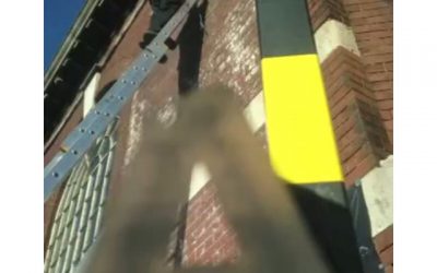 This banner was being put up 30 feet high. 9×11 feet reflective outdoor PVC banner #bigprintbirmingham #printingbirmingham #signmaker #si…