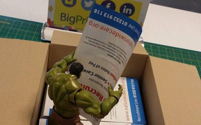 Someone please tell the Hulk his reading the flyer upside down. Please like and share. #bigprintbirmingham #printingbirmingham #signmaker #signs #printshop #a5flyers #flyers
