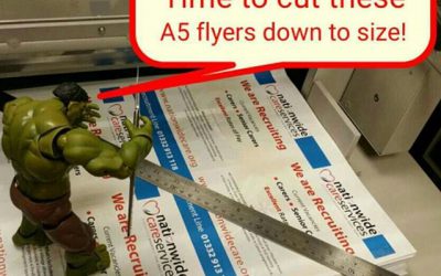 Cutting flyers down to size. #bigprintbirmingham #printingbirmingham #bigprintbham #signmaker #signs #printshop #a5flyers #flyers #careservice