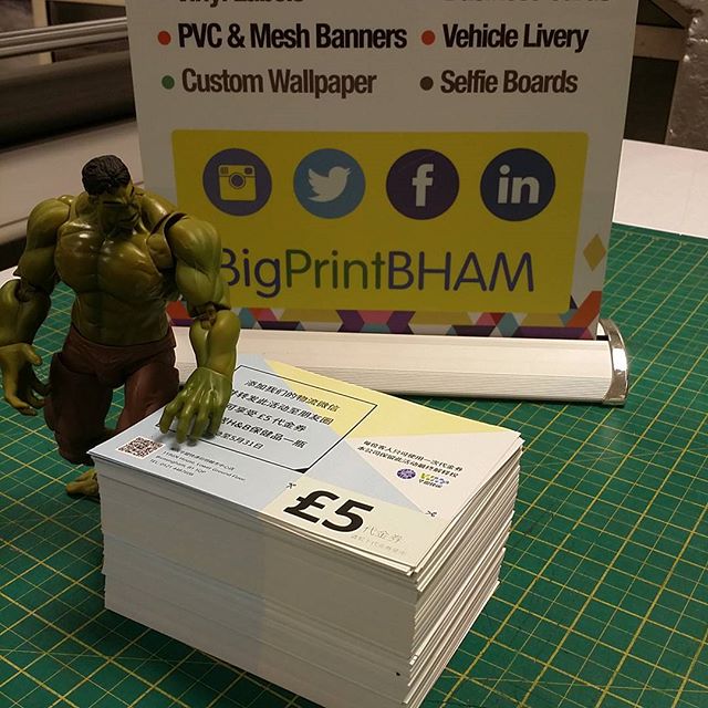 A6 flyers, in under an 1 hour of artwork is provided. Hulk is happy. #bigprintbirmingham #printingbirmingham #bigprintbham #signmaker #signs #printshop #a6 #a6flyers #hulk