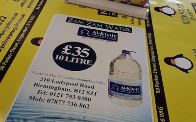 A3 posters promoting Zam Zam water. #bigprintbirmingham #printingbirmingham #signmaker #signs #printshop #a3poster #a3 #digitalprinting #zamzam
