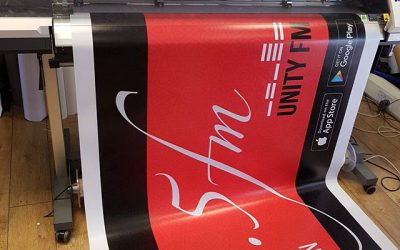 10×5 feet outdoor PVC banners being printed. #bigprintbirmingham #printingbirmingham #signmaker #signs #printshop #pvcbanners #outdoorbanners #unityfm #radio #islam