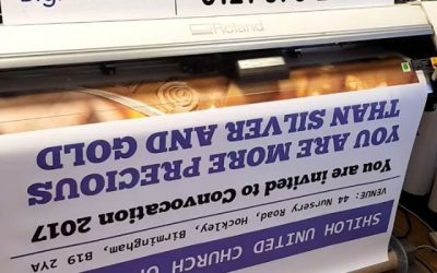 PVC banner 6.5×4 feet for a local church#bigprintbirmingham #printingbirmingham #signmaker #signs #printshop #pvcbanners #banners #church #religion