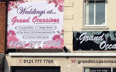 6×10 feet wide banner, designed and printed by us. We also built a wooden the frame on which this frame was mounted. This banner is 15 off the ground, stretching up to 25 feet from the ground. #bigprintbirmingham #printingbirmingham #signmaker #signs #printshop #pvcbanners #outdoorbanners