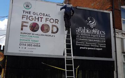 Billboard 20×10 foot in size being fitted. #bigprintbirmingham #printingbirmingham #signmaker #signs #birmingham #windowart #printshop #signshop #billboards
