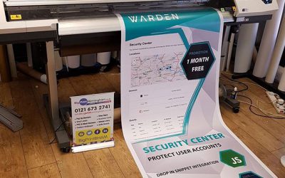 Roller banner being printed for WARDEN #bigprintbirmingham #printingbirmingham #signmaker #signs #printshop #signshop #rollerbanner #popupbanner