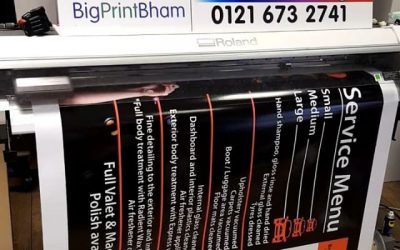 Price board for ICC Inter Car Cleaning. 8×4 foot Dibond. #bigprintbirmingham #printingbirmingham #signmaker #signs #birmingham #windowart #printshop #signshop #priceboards #menuboards