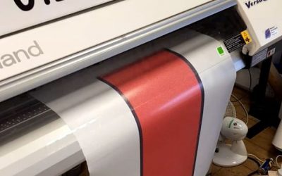 Red band to go on a window, printed on contra vision. #bigprintbirmingham #printingbirmingham #signmaker #signs #birmingham #windowart #shopwindows #signboards #printshop #signshop #contravision