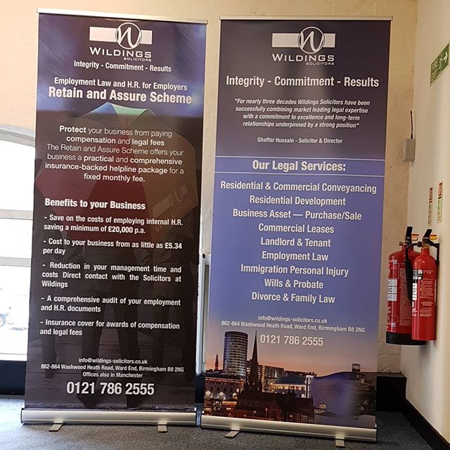 Another 2 Roller Banners ready for collection. These are for wildings solicitors Artwork provided and printed in 1 day #bigprintbirmingham #printingbirmingham #signmaker #signs #birmingham #windowart #shopwindows #signboards #printshop #signshop #rollerbanner