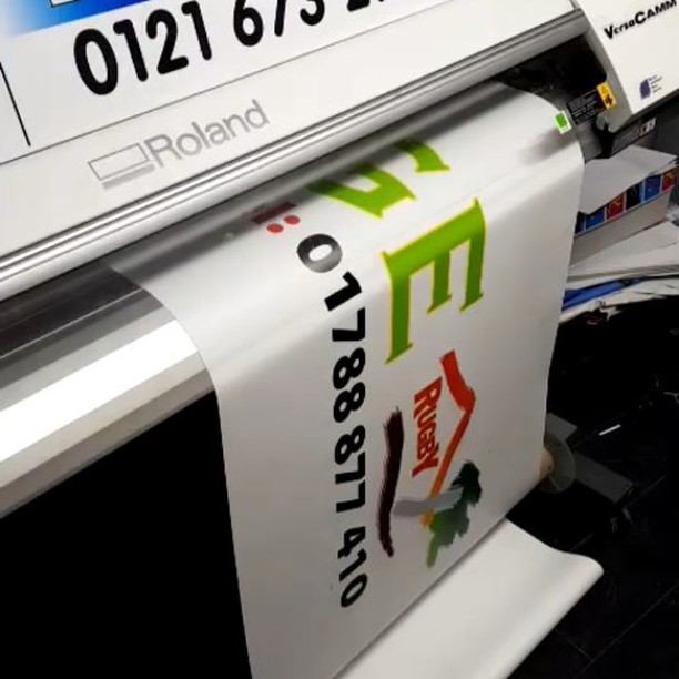 Printing a 14×2 foot PVC bannerCan me if you need a banner made.#bigprintbirmingham #printingbirmingham #signmaker #signs #printshop #pvcbanners #outdoorbanners