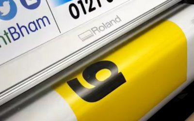 PVC banner being printed#bigprintbirmingham #printingbirmingham #signmaker #signs #printshop #pvcbanners