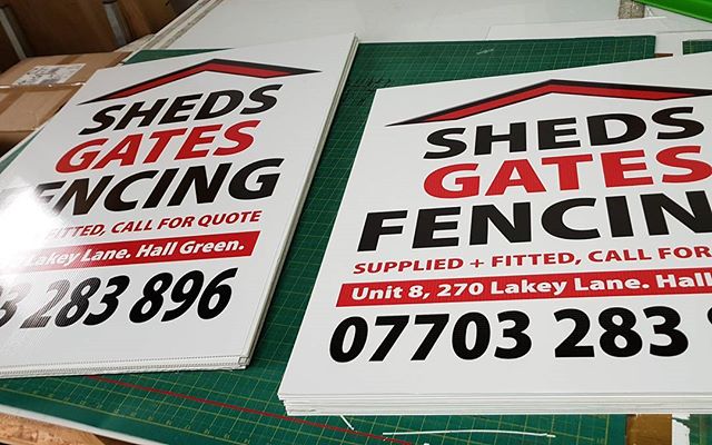 Correx boards for sheds gates and fencing.#bigprintbirmingham #printingbirmingham #signmaker #signs #printshop #signshop #correxboards #sheds #gates #fencing