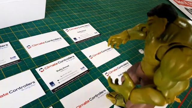 If the Hulk says it. It's official. Your cards are ready for collection#bigprintbirmingham #printingbirmingham #signmaker #signs #printshop #businesscards #Hulk #airconditioning