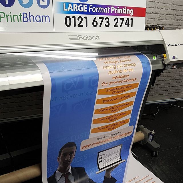 Roller banner being printed#bigprintbirmingham #printingbirmingham #signmaker #signs #printshop #rollerbanner #popupbanner