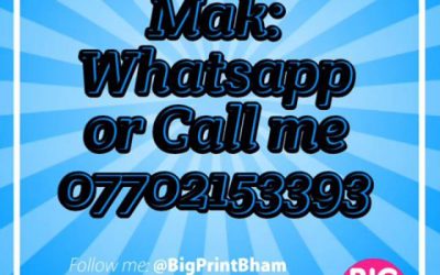 What are you printing this week?Let's see if I can give you a competitive quote?Whatsapp or call me on 07702153393Mak of www.BigPrintBirmingham.co.uk