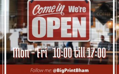 #openforbusinessMonday to Friday 10 till 17:00You can also whatsapp to enquire or place an order :  Mr Big Print on 07702153393