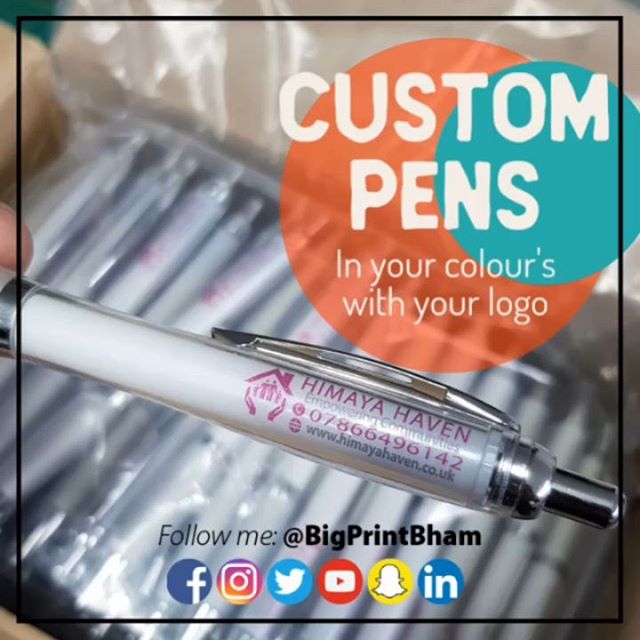 #custompens, in your colour's with your #logoTo order yours contact Mr Big Print on 07702153393