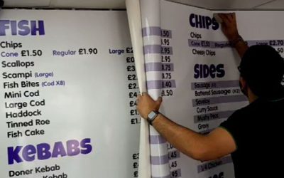 Updating the price list in this takeaway. #wallpaper #wallcoveringCall me if you need something similar Mr Big Print on 07702153393