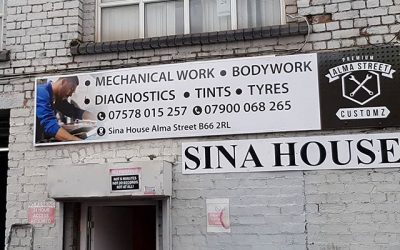 The completed sign. Digitally printed and applied to FoamX board.#sign #fitter #mechanic #foamxTo place an order whatsapp Mr Big Print on 07702153393