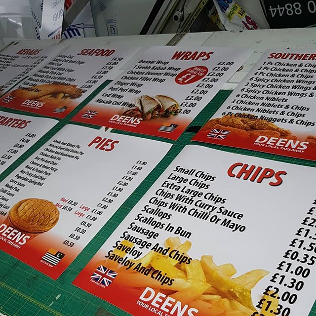 Backlit vinyl for menu box.Call Mr Big Print on 07702153393 to place your order