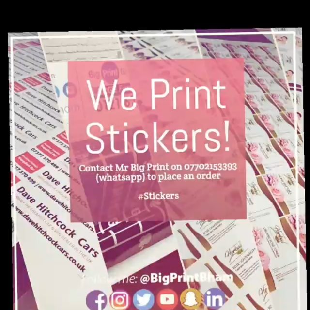 We Print Stickers!Custom sizes and quantitiesCall Mr Big Print on 07702153393 to place your order#Stickers #print #printer
