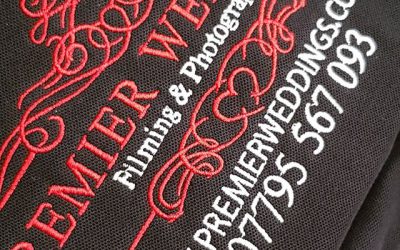 Embroidery service for Premier Wedding Filming & Photograph#embroidery #cuatomtshirts #logo #bigprintbirmingham #printingbirmingham#signmaker #printshop#signshop