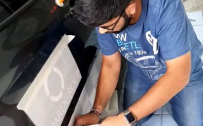 Applying livery to this car for Guard Group Security. We are using reflective vinyls. The car will look Awsome.Call me if you need your car done. Mak 07702153393#carlivery #carstickera #decals