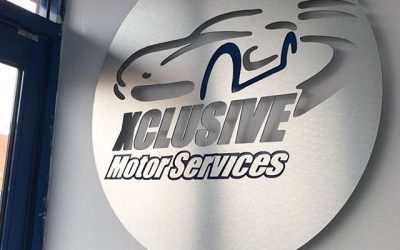 Flat cut raised logo in Brush Metal. Created and installed for @xclusivemotors2To place your order whatsapp me: Mak of Big Print Birmingham on 07702153393Or use this whatsapp link : https://api.whatsapp.com/send?phone=+447702153393#bigprintbirmingham#printingbirmingham #printshop#shopsigns#largeformatprinting#posters #cards #mot #garage