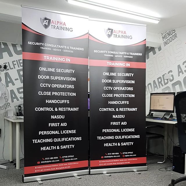 2 850mm wide Roller Banners ready for collectionWe design. We. Print and assemble these on the same dayTo place your order whatsapp me: Mak of Big Print Birmingham on 07702153393Or use this whatsapp link from your mobile: https://api.whatsapp.com/send?phone=+447702153393#bigprintbirmingham#printingbirmingham #printshop#shopsigns#largeformatprinting#posters#cards #rollerbanner #standup #popupstand #popupbanner #security