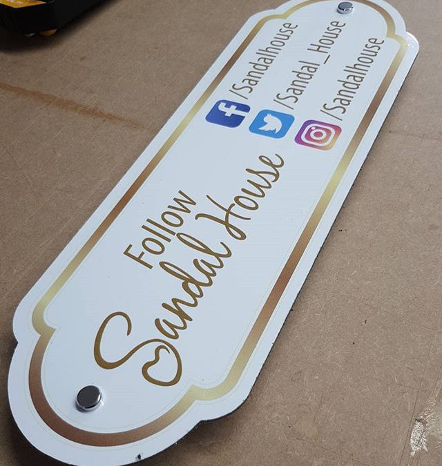 Plaque number 1, with locators for @sandalhouseTo place your order whatsapp me: Mak of Big Print Birmingham on 07702153393Or use this whatsapp link from your mobile:https://wa.me/447702153393#bigprintbirmingham#printingbirmingham #printshop#shopsigns#largeformatprinting#posters#cards #plaque