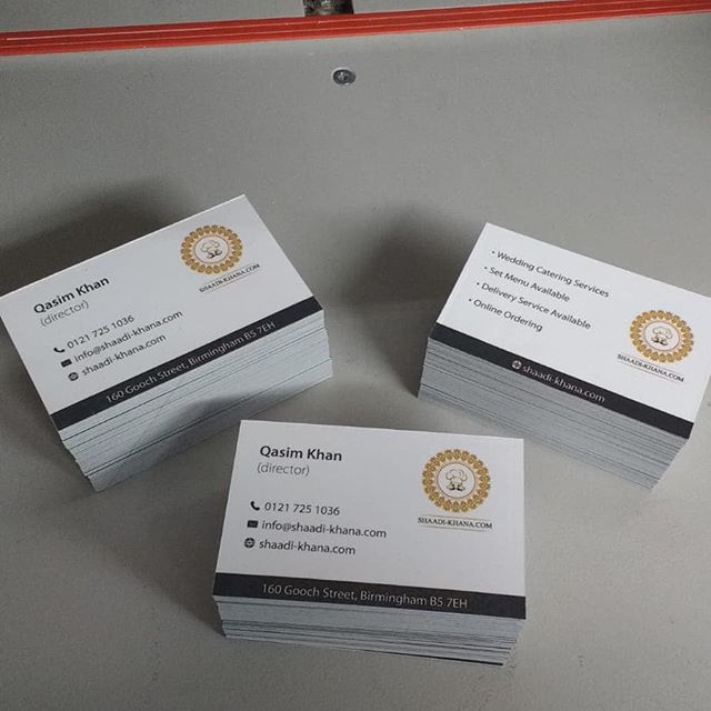 Business cards designed and printed for @shaadi_khana.com1 To place your order whatsapp me: Mak of Big Print Birmingham on 07702153393 Or use this whatsapp link from your mobile: https://wa.me/447702153393 #bigprintbirmingham #printingbirmingham #signmaker #signs #businesscards